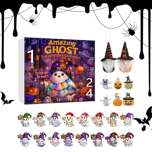 Yhsioaklo Halloween Adventskalender 24 Stück Geist-Thema - Kalender Rückenkonto Halloween 2025 | Acryl Ornament 2D Dekoration für Partys Kinder Erwachsene Mädchen Baum Yhsioaklo Halloween Adventskalender 24 Stück Geist-Thema - Kalender Rückenkonto Halloween 2025 | Acryl Ornament 2D Dekoration für Partys Kinder Erwachsene Mädchen Baum von Yhsioaklo