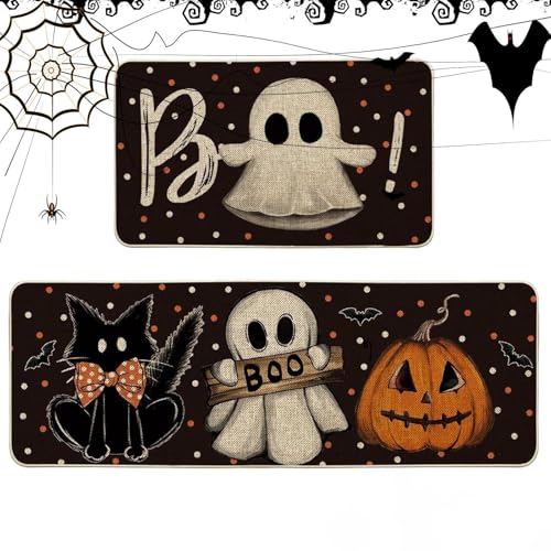 Yhsioaklo Hàlloween Küchenmatten | Küchenbodenmatte | Gürtelte dekorative Badezimmerteppiche | Kristall Samt Teppich Spooky Horror Bat Teppich | Bademat für Terrasse, und Eingang von Yhsioaklo