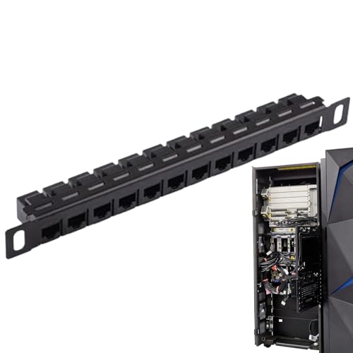 Yhsioaklo Netzwerk-Patchpanel mit 12 Anschlüssen, Kabel-Organizer-Panel, ungeschirmtes Cat5e/Cat6-Kabel-Verdrahtungsgestell für Schule, Draht-Organizer-Halter Yhsioaklo Netzwerk-Patchpanel mit 12 Anschlüssen, Kabel-Organizer-Panel, ungeschirmtes Cat5e/Cat6-Kabel-Verdrahtungsgestell für Schule, Draht-Organizer-Halter von Yhsioaklo