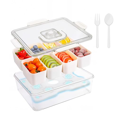 Yhsioaklo Snack Box Container | Kühlen von Snackbehälter mit Deckel & Handle | 8 Fach geteiltes Tablett mit Eisbeutel | Tragbarer Snack -Organisator für Reisen, Schule, Kühlschrank, Picknick, Camping Yhsioaklo Snack Box Container | Kühlen von Snackbehälter mit Deckel & Handle | 8 Fach geteiltes Tablett mit Eisbeutel | Tragbarer Snack -Organisator für Reisen, Schule, Kühlschrank, Picknick, Camping von Yhsioaklo