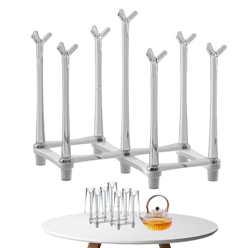Yhsioaklo Tassen Trocknungsregal | 9.65x7,28 Zoll PP Holder | Platz sparende verstellbare Flaschen trocknende Rack | Küchenbecherhalter mit nicht rutschem Boden für Küchenarbeitsplatte für Becher von Yhsioaklo