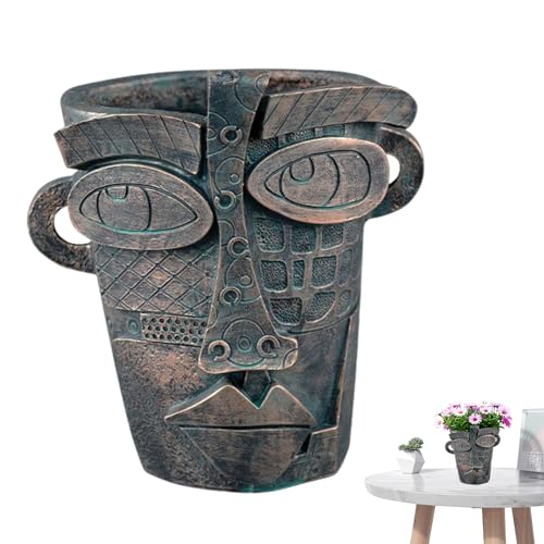 Yhsioaklo Zusammenfassung Gesichtsplanter, Abstrakter Kunstblumentopf - Blumentöpfe Harz Abstrakter Sukkulenten Pflanzer,Bunte Vase Mit Entwässerungsloch Interessantes Hauskunstdekor Für Balkonbüros von Yhsioaklo