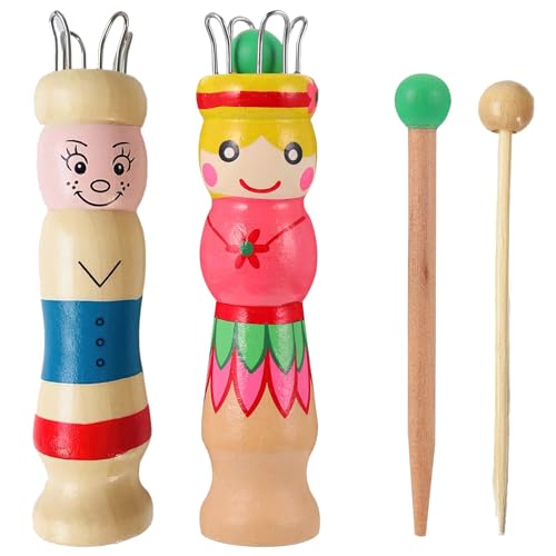 2 Stück Strickliesel Für Kinder, Webrahmen Für Kinder, Strickliesel Mit Häkelnadel Strickpüppchen Holz Stricknadeln Bastelset von Yhuasia