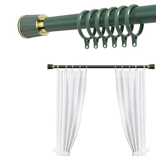 Extra Lang Duschvorhangstange Ohne Bohren, Extendible Telescopic Shower Curtain Rail Mit Ringen Durchmesser 33mm Stainless Steel Spring Tension Rod Für Fenster Raumteiler-Grün-310-400cm von Yi Chen