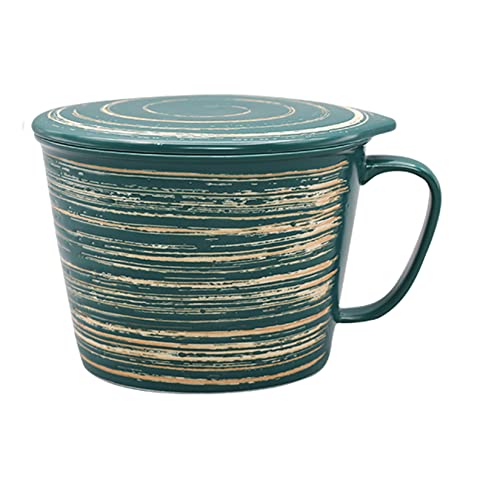Mikrowelle Ramen Schüssel Instant Nudel Schüssel Mit Deckel,Keramik Groß Suppenschüsseln Becher Mit Griffen 800ml Porzellan Tief Ramen Schale -Grün von Yi Chen