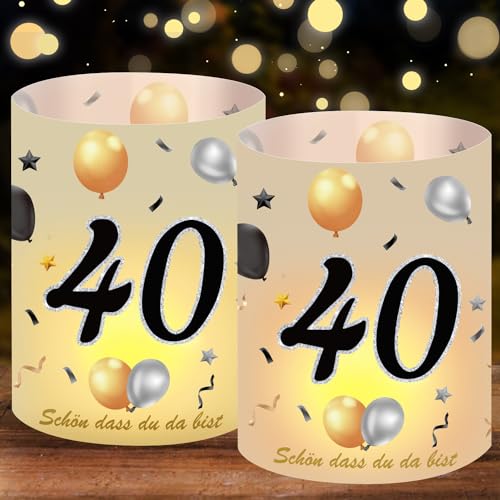 16 Windlicht Tischdeko 40 Geburtstag, Deko 40 Happy 40th Birthday Tischdekoration Mädchen Junge, 40 Jahre Happy Birthday Tischdeko Schön DASS Du Da Bist Geeignet für Teelichter oder Kerzen 16 Windlicht Tischdeko 40 Geburtstag, Deko 40 Happy 40th Birthday Tischdekoration Mädchen Junge, 40 Jahre Happy Birthday Tischdeko Schön DASS Du Da Bist Geeignet für Teelichter oder Kerzen von Yi'antai