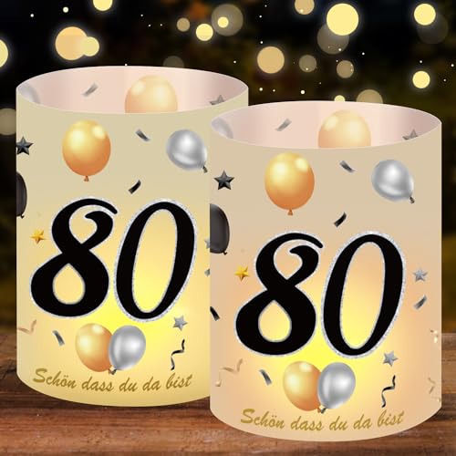 16 Windlicht Tischdeko 80 Geburtstag, Deko 80 Happy 80th Birthday Tischdekoration Mädchen Junge, 80 Jahre Happy Birthday Tischdeko Schön DASS Du Da Bist Geeignet für Teelichter oder Kerzen 16 Windlicht Tischdeko 80 Geburtstag, Deko 80 Happy 80th Birthday Tischdekoration Mädchen Junge, 80 Jahre Happy Birthday Tischdeko Schön DASS Du Da Bist Geeignet für Teelichter oder Kerzen von Yi'antai