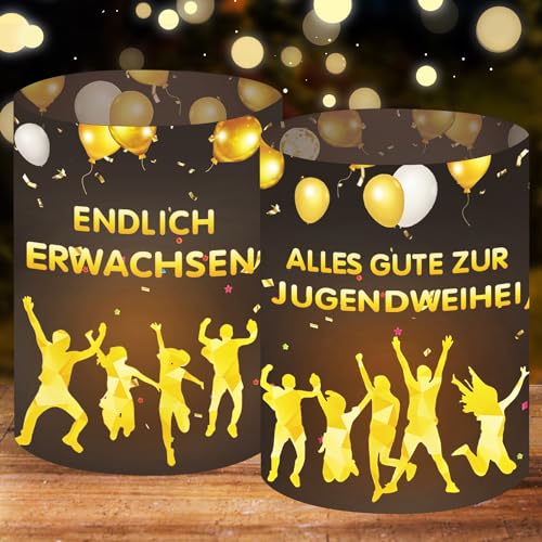16 Windlicht Tischdeko Jugendweihe, Deko Jugendweihe Junge Mädchen, Alles Gute Zur Jugendweihe, Party Deko Jugendweihe, Gastgeschenk Jugendweihe, Geeignet für Kerzen oder Teelichter von Yi'antai