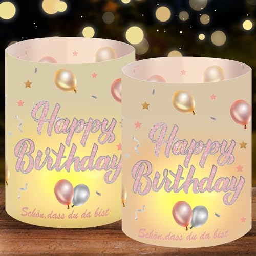 windlicht Geburtstag deko Windlicht Tischdeko Geburtstag Jahre Happy Birthday Deko Mann Frau Geschenke zum Frauen Männer Schön DASS Du Da Bist (Rose Gold) von Yi'antai