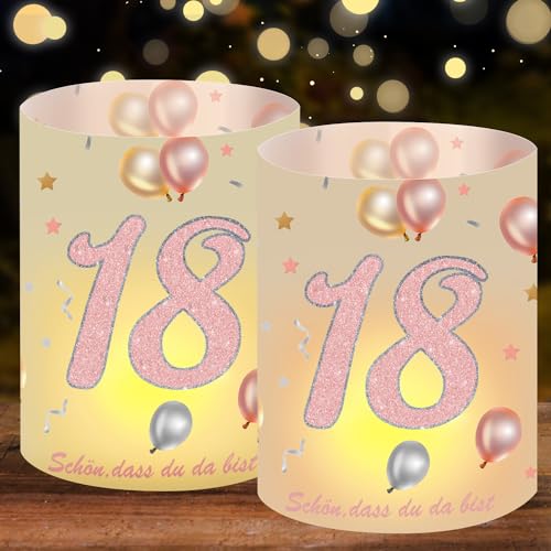 windlicht Geburtstag deko Windlicht Tischdeko Geburtstag Jahre Happy Birthday Deko Mann Frau Geschenke zum Frauen Männer Schön DASS Du Da Bist (Rose Gold 18) von Yi'antai