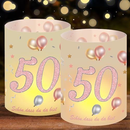 windlicht Geburtstag deko Windlicht Tischdeko Geburtstag Jahre Happy Birthday Deko Mann Frau Geschenke zum Frauen Männer Schön DASS Du Da Bist (Rose Gold 50) von Yi'antai