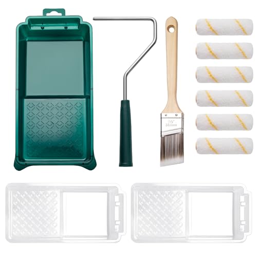 YiBaiBrush Farbroller-Set, 11-teilig, 10,2 cm, Mikrofaser-Farbrollen mit ergonomischem Griff, kleiner Rollpinsel, Farbwanne mit Linern, perfekt für Hausmalerei YiBaiBrush Farbroller-Set, 11-teilig, 10,2 cm, Mikrofaser-Farbrollen mit ergonomischem Griff, kleiner Rollpinsel, Farbwanne mit Linern, perfekt für Hausmalerei von YiBaiBrush