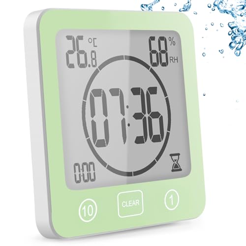 YiChZhe Badezimmer Wecker Badewannentimer,Wasserfest Digitale Badezimmeruhr, Baduhr Duschtimer mit Hygrometer und Thermometer,LCD-Display,Countdown Timer,für Dusche, Küche,Familienalltag-Grün YiChZhe Badezimmer Wecker Badewannentimer,Wasserfest Digitale Badezimmeruhr, Baduhr Duschtimer mit Hygrometer und Thermometer,LCD-Display,Countdown Timer,für Dusche, Küche,Familienalltag-Grün von YiChZhe