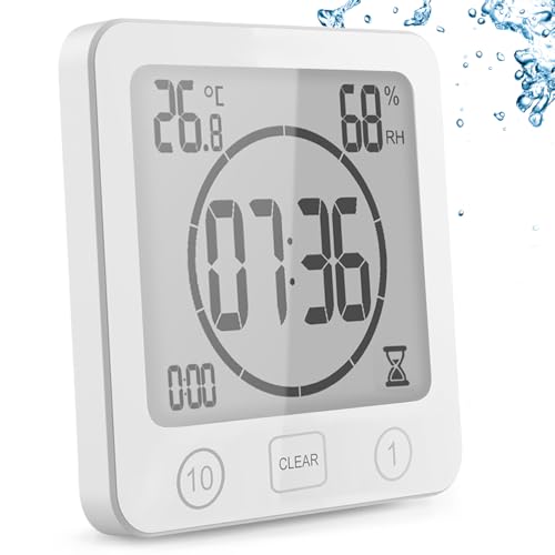 YiChZhe Badezimmer Wecker Badewannentimer,Wasserfest Digitale Badezimmeruhr, Baduhr Duschtimer mit Hygrometer und Thermometer,LCD-Display,Countdown Timer,für Dusche, Küche,Familienalltag-Weiß YiChZhe Badezimmer Wecker Badewannentimer,Wasserfest Digitale Badezimmeruhr, Baduhr Duschtimer mit Hygrometer und Thermometer,LCD-Display,Countdown Timer,für Dusche, Küche,Familienalltag-Weiß von YiChZhe
