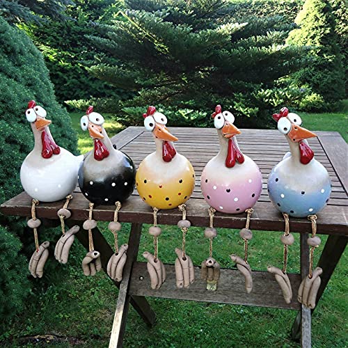 5PCS Keramik Huhn Gartendeko, Tierfigur Gartenstecker Keramikfigur Handarbeit Ornament, Gartendeko Huhn Deko,Handarbeit Gartenstatue Dekorative Henne Huhn Gartenstecker,Gartenfigur Gartendekoration von YiGengGo