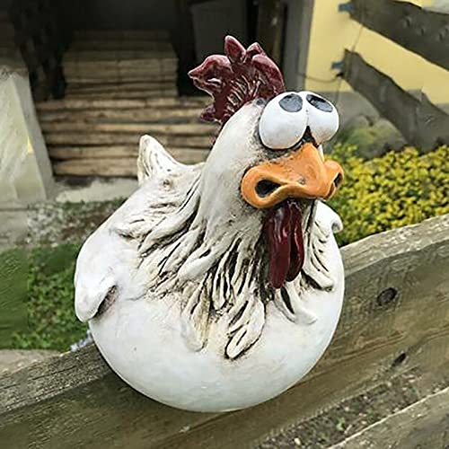 YiGengGo Zaunhocker Keramik Huhn Gartendeko Hühner Deko Garten Statuen Outdoor-Dekor Huhn Ornament Gartenstatue Dekorative Gartenfigur Henne Huhn Gartenstecker Hinterhof Dekoren für(B, One Size) von YiGengGo