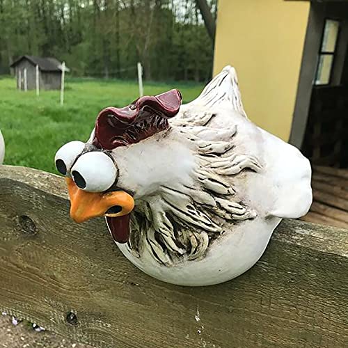 YiGengGo Zaunhocker Keramik Huhn Gartendeko Hühner Deko Garten Statuen Outdoor-Dekoration Ornament Gartenstatue Dekorative Gartenfigur Henne Gartenstecker Hinterhof Dekorationen für (A, One Size) von YiGengGo