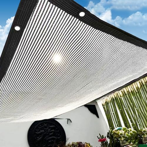Aluminet Sonnenschutznetz mit Ösen 55% Verdunklungsstoff UV-beständiger Schatten Sonnenschutz atmungsaktiv Schattennetz für Balkon Pflanzenschutz Terrasse Zaun Garten (5X12m) von YiHYSj