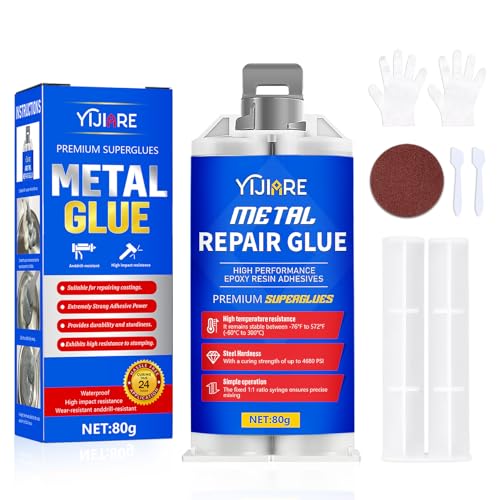Metallkleber, 80g Metallkleber Extra Stark, Flüssigmetall Hitzebeständig Geeignet für die Reparatur von Oberflächenrissen und -ausbrüchen in Metall Metallkleber, 80g Metallkleber Extra Stark, Flüssigmetall Hitzebeständig Geeignet für die Reparatur von Oberflächenrissen und -ausbrüchen in Metall von YiJiAre