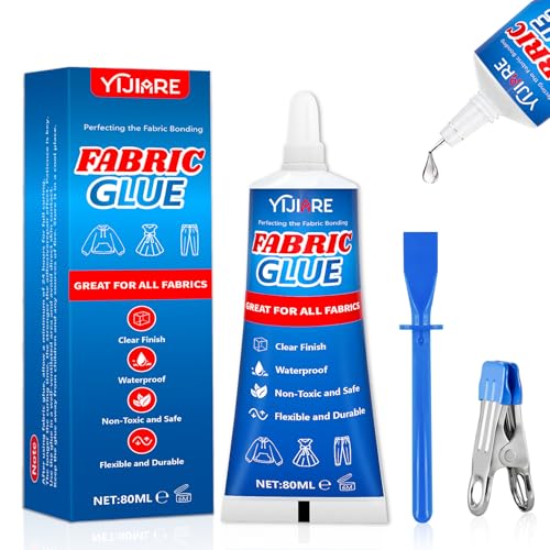 Textilkleber, 80ML Waschmaschinenfest, Stoffkleber Textilkleber für Baumwolle, Flanell, Denim, Polyester, Puppenreparatur, 24 Stunden trocken und wasserfest Textilkleber, 80ML Waschmaschinenfest, Stoffkleber Textilkleber für Baumwolle, Flanell, Denim, Polyester, Puppenreparatur, 24 Stunden trocken und wasserfest von YiJiAre