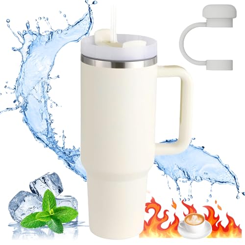 YiJiuBa 40oz Thermobecher Edelstahl 304, Trinkflasche 1,2L Mit Henkel, Trinkbecher Mit Deckel Und Strohhalm, Auslaufsicherer Autobecher Für Kalte Und Heiße Getränke, BPA-Frei, Spülmaschinenfest YiJiuBa 40oz Thermobecher Edelstahl 304, Trinkflasche 1,2L Mit Henkel, Trinkbecher Mit Deckel Und Strohhalm, Auslaufsicherer Autobecher Für Kalte Und Heiße Getränke, BPA-Frei, Spülmaschinenfest von YiJiuBa