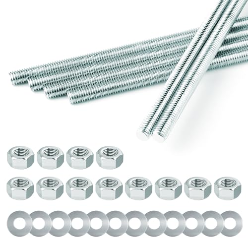 YiJiuBa 6 Stück Gewindestange Set, M8 x 300mm Gewindestäbe Verzinkt mit 12 U-Scheiben und 12 A2 Sechskantmuttern, Gewindestab Für Montage von Möbeln und Industrielle Fertigung (Nicht-Edelstahl) YiJiuBa 6 Stück Gewindestange Set, M8 x 300mm Gewindestäbe Verzinkt mit 12 U-Scheiben und 12 A2 Sechskantmuttern, Gewindestab Für Montage von Möbeln und Industrielle Fertigung (Nicht-Edelstahl) von YiJiuBa