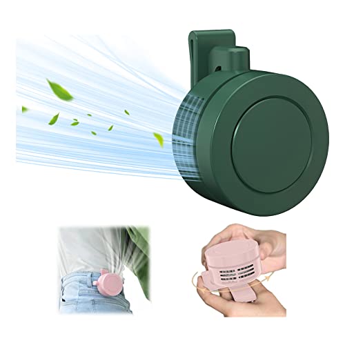 Tragbarer Ventilator, Mini Taillen Clip Ventilator, 360-Grad Mini Luftkühler, USB-Gürtelventilator mit Clip Freihändig, 3 Stufiger Flügelloser Nackenventilator für Outdoor Camping Reisen (Grün) von YiKAiLi