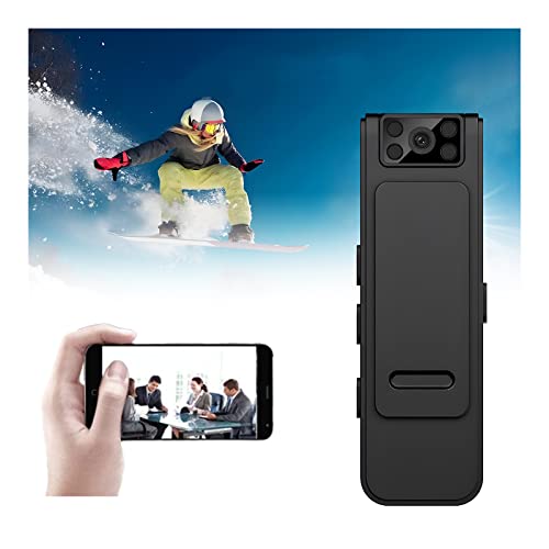 YiKAiLi Mini Körperkamera, HD 1080P Tragbarer Mini-Kamera mit Rauschreduktion, Überwachungskamera 180 Grad Drehbarem Objektiv Videorecorder Rückclip-Nachtsichtrekorder für Audio Video (Basisversion) von YiKAiLi