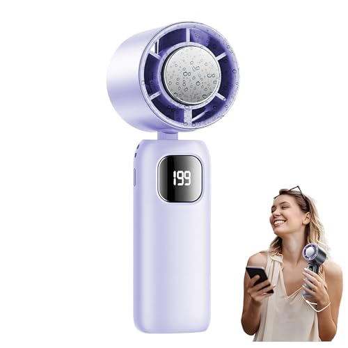 YiKAiLi Tragbarer Lüfter, Faltbarer Mini Handventilator Turboventilator mit LED-Anzeige, Stufen (1-199) Leiser USB Persönlicher Ventilator Kleiner Halsventilator für Unterwegs Outdoor Sommer (Lila) von YiKAiLi