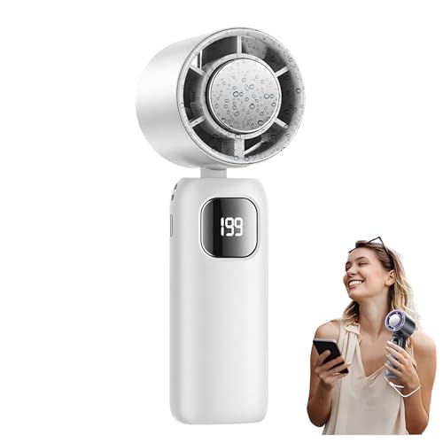 YiKAiLi Tragbarer Lüfter, Faltbarer Mini Handventilator Turboventilator mit LED-Anzeige, Stufen (1-199) Leiser USB Persönlicher Ventilator Kleiner Halsventilator für Unterwegs Outdoor Sommer (Weiß) von YiKAiLi