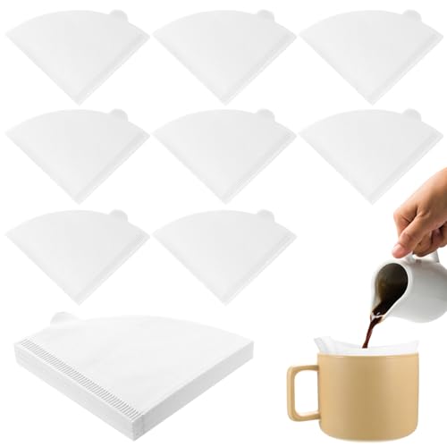 200 Stück Kaffeefilter Größe 1, V-förmiger Kaffeefilter Papier Filter, Ungebleichte Coffee Filter Paper, 01 Coffee Kegel Filterpapier für Kaffeetropfkegel Kaffeemaschinen(Weiß, 1-2 Tassen) von YiLUXmyyxgs