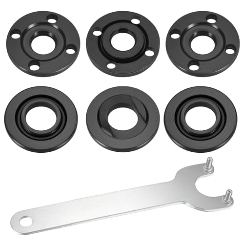 7 Stück Ersatzteile für Winkelschleifer Zubehör,Flansch Winkelschlüssel Flanschschlüssel,inkl. 6 Metall Inneren Außenflansch Kontermutter mit Flansch Schraubenschlüssel-Zubehör von YiLUXmyyxgs