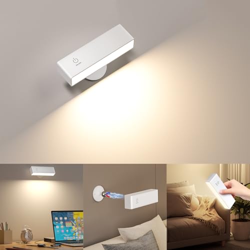 YiLaie LED Wandleuchte Innen, 4000-mAh-Akku Wandlampe Mit Touch Control, Dimmbar, 360° Drehbare Magnetische Leselampe für Schlafzimmer, Wohnzimmer, Nachttischlampe Kabellose Wandleuchten, Weiß YiLaie LED Wandleuchte Innen, 4000-mAh-Akku Wandlampe Mit Touch Control, Dimmbar, 360° Drehbare Magnetische Leselampe für Schlafzimmer, Wohnzimmer, Nachttischlampe Kabellose Wandleuchten, Weiß von YiLaie