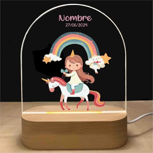 YiLingYiJiu Personalisiertes Baby Nachtlicht Geschenk,individuelle Led Nachttischlampe Kinder,Taufgeschenke für Neugeborene/Jungen/Mädchen,Zur Geburt Geschenk,Originelles Geschenk(Prinzessin_2) von YiLingYiJiu