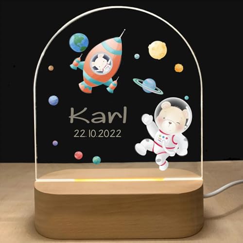 YiLingYiJiu Personalisiertes Baby Nachtlicht Geschenk,individuelle Led Nachttischlampe Kinder,Taufgeschenke für Neugeborene/Jungen/Mädchen,Zur Geburt Geschenk,Originelles Geschenk (Ours_13) von YiLingYiJiu
