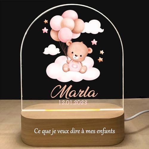 YiLingYiJiu Personalisiertes Baby Nachtlicht Geschenk,individuelle Led Nachttischlampe Kinder,Taufgeschenke für Neugeborene/Jungen/Mädchen,Zur Geburt Geschenk,Originelles Geschenk (Ours_14) von YiLingYiJiu