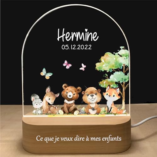 YiLingYiJiu Personalisiertes Baby Nachtlicht Geschenk,individuelle Led Nachttischlampe Kinder,Taufgeschenke für Neugeborene/Jungen/Mädchen,Zur Geburt Geschenk,Originelles Geschenk (famille_1) von YiLingYiJiu