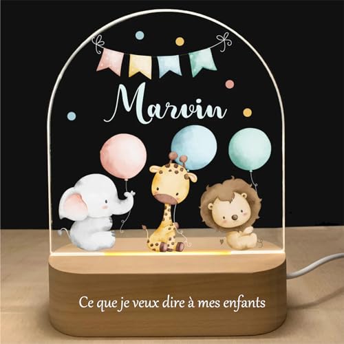 YiLingYiJiu Personalisiertes Baby Nachtlicht Geschenk,individuelle Led Nachttischlampe Kinder,Taufgeschenke für Neugeborene/Jungen/Mädchen,Zur Geburt Geschenk,Originelles Geschenk (famille_4) von YiLingYiJiu