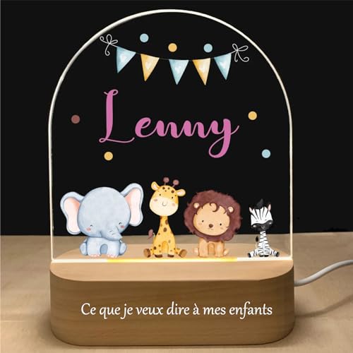 YiLingYiJiu Personalisiertes Baby Nachtlicht Geschenk,individuelle Led Nachttischlampe Kinder,Taufgeschenke für Neugeborene/Jungen/Mädchen,Zur Geburt Geschenk,Originelles Geschenk (famille_5) von YiLingYiJiu