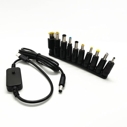 YiNLuax Typ C Male Bis Männlich 5 5 X 2 1 Mm Stromanschlüsseadapterkabel Mit 10 Austauschbarem Adapter 5V 9V 12V 15 V 20V Einstellbar von YiNLuax