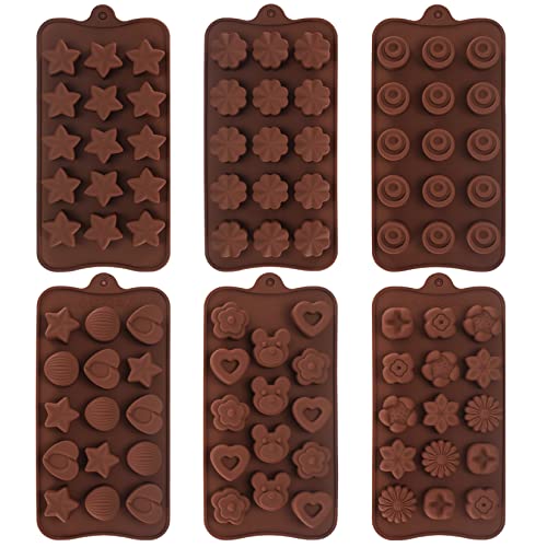 6 Stk Pralinenformen Silikon, Backformen Set Silikon zum Backen, Schokoladenform, Eiswürfelform, Fondant Kuchen Formen für Herstellung Schokolade Muffin Cupcake von YiPHomn