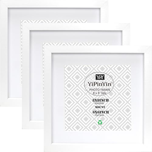 20 x 20 cm, quadratisch, weiß, 3er-Set mit doppelten Halterungen für 15,2 x 10,2 cm, Garllery 15,2 x 15,2 cm, 3er-Pack, 10,2 x 10,2 cm, Bilderrahmen mit Glas für Wandmontage und Schreibtische kTop 20 x 20 cm, quadratisch, weiß, 3er-Set mit doppelten Halterungen für 15,2 x 10,2 cm, Garllery 15,2 x 15,2 cm, 3er-Pack, 10,2 x 10,2 cm, Bilderrahmen mit Glas für Wandmontage und Schreibtische kTop von YiPinYin