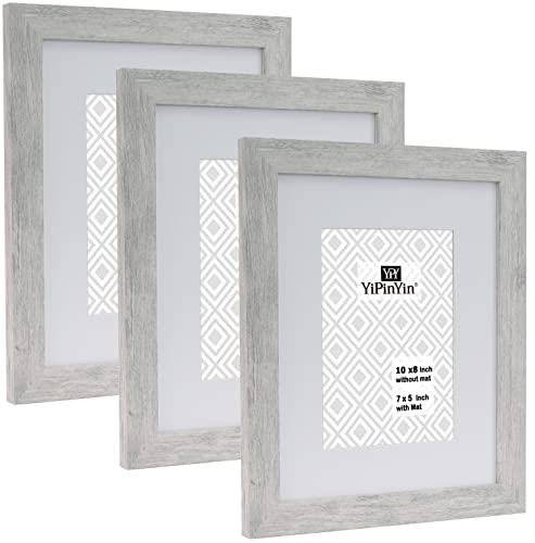 YiPinYin Holz-Bilderrahmen, 20,3 x 25,4 cm, rauchgrau, mit Passepartout für 12,7 x 17,8 cm, 25,4 x 20,3 cm, 3 Stück, mit Glasfront für Tisch- oder Wanddekoration YiPinYin Holz-Bilderrahmen, 20,3 x 25,4 cm, rauchgrau, mit Passepartout für 12,7 x 17,8 cm, 25,4 x 20,3 cm, 3 Stück, mit Glasfront für Tisch- oder Wanddekoration von YiPinYin
