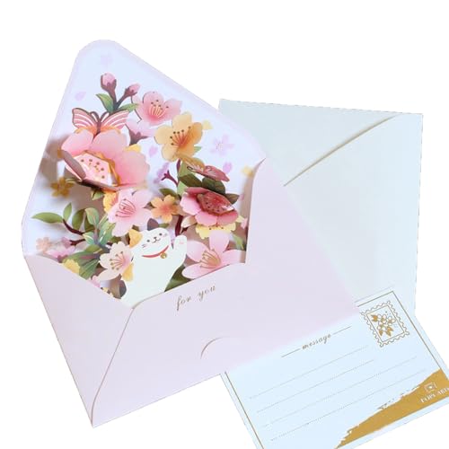 YiQinzcxg Blumengrußkarte Einzigartige Exquisite Designs Zum Geburtstag Danke Weihnachten Neujahr Mit Umschlag Message Card Writing Space von YiQinzcxg