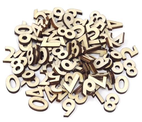 100pcs Holzzahlen Naturholz Zahlen Zahlen 0-9 für DIY Handwerk Hochzeit Display Dekoration Home Decor, 0-9 Holz Zahlen, 15mm DIY Block Holzplatte, hölzerne 0-9 Zahlen DIY Dekoationen von YiXuTag