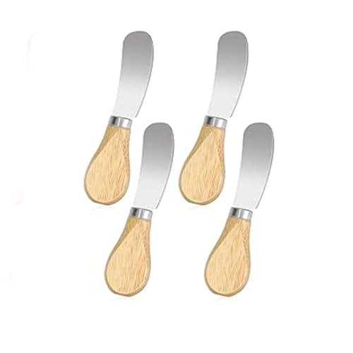 YiXuTag Ksemesserset, 4pcs Ksemesser Kollektion aus Edelstahl mit Teakholzgriffen, fr Ksehobel, Kuchen, Dessert und Ksesalat von YiXuTag
