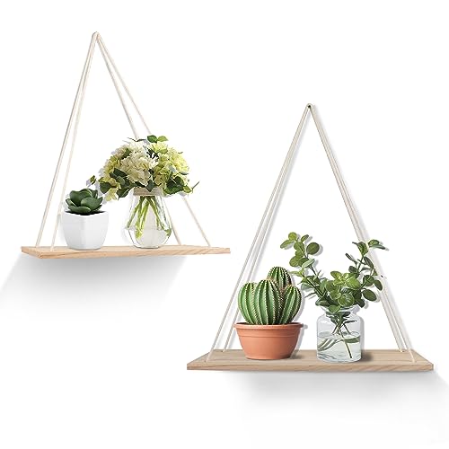 YiYa 2pcs Wandregal Holz Hängeregale Mit Seil Seil Hängende Schwimmende Regale Schwimmende Holzregale Boho Deko für Küche, Schlafzimmer, Bad, Büro,Kleine Pflanzen Dekor Wanddeko Wohnzimmer YiYa 2pcs Wandregal Holz Hängeregale Mit Seil Seil Hängende Schwimmende Regale Schwimmende Holzregale Boho Deko für Küche, Schlafzimmer, Bad, Büro,Kleine Pflanzen Dekor Wanddeko Wohnzimmer von YiYa