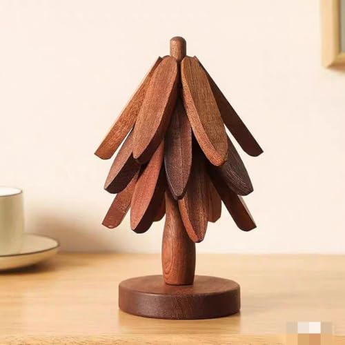 YiYa Weihnachtsbaum Topfuntersetzer Holz Set Faltbar Topfuntersetzer Holz Baum Baum Untersetzer für Pfannen Töpfe Schüsseln Besteck Schutz von YiYa