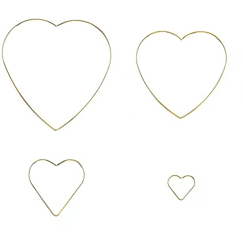 Goldener Reifen Metallring 4 Stück Gold Metallring Makramee Floral Hoops Ringe Kranz für Kranz Hochzeit Dekor, Traumfänger und DIY Handwerk Basteln (Herzförmig) von YiYaO
