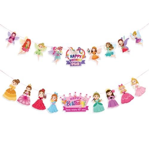 Prinzessin Geburtstag Banner, Fee Banner Mädchen Dusche Dekoration Mädchen Flagge Prinzessin Logo Flagge Mädchen Party Dekoration von YiYaO
